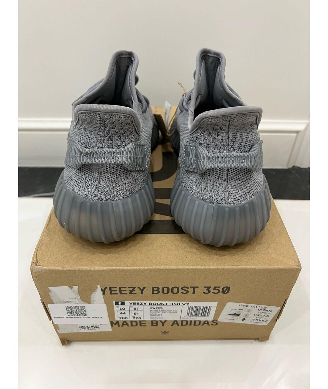 ADIDAS YEEZY Антрацитовые текстильные низкие кроссовки / кеды, фото 3