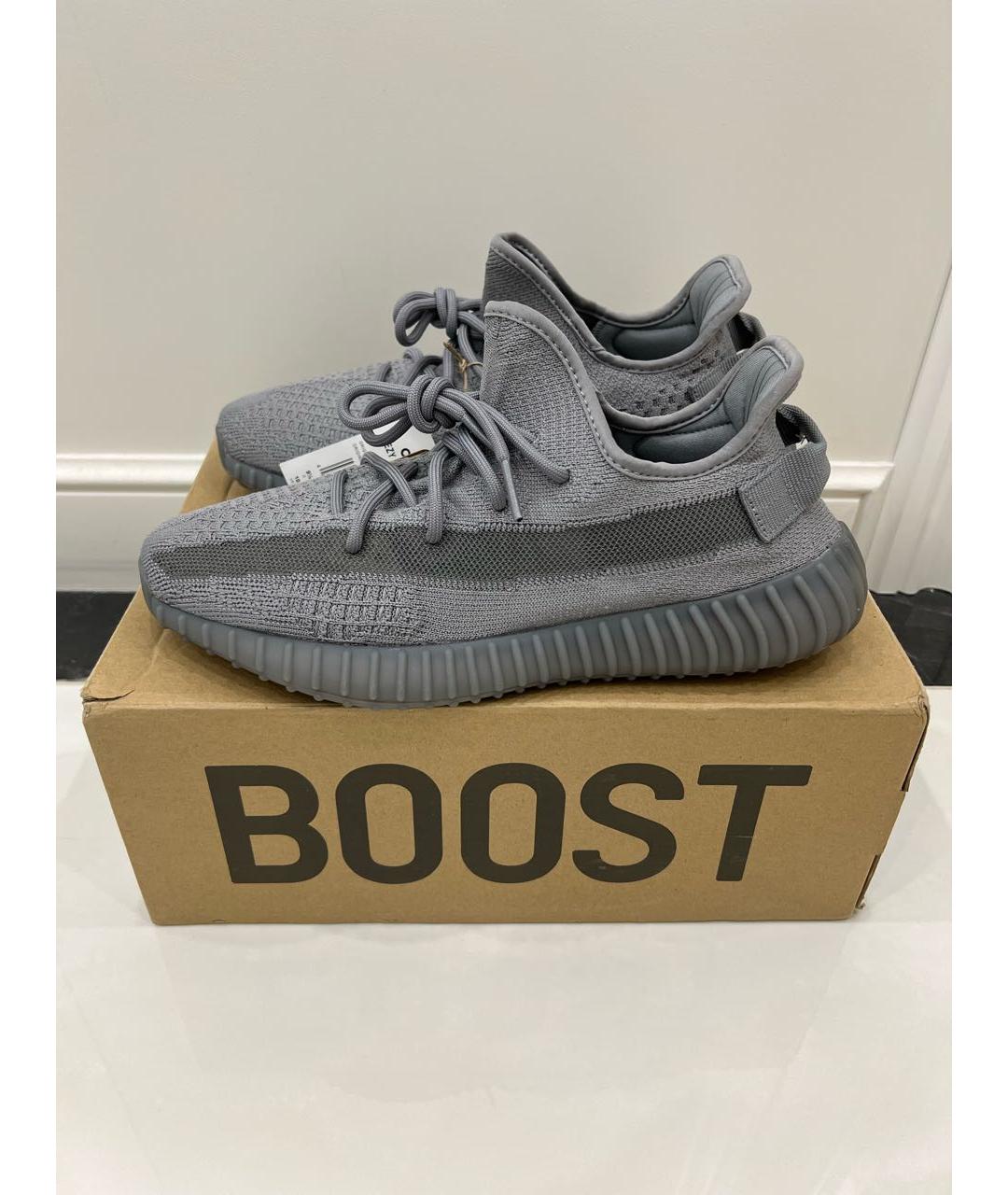 ADIDAS YEEZY Антрацитовые текстильные низкие кроссовки / кеды, фото 8