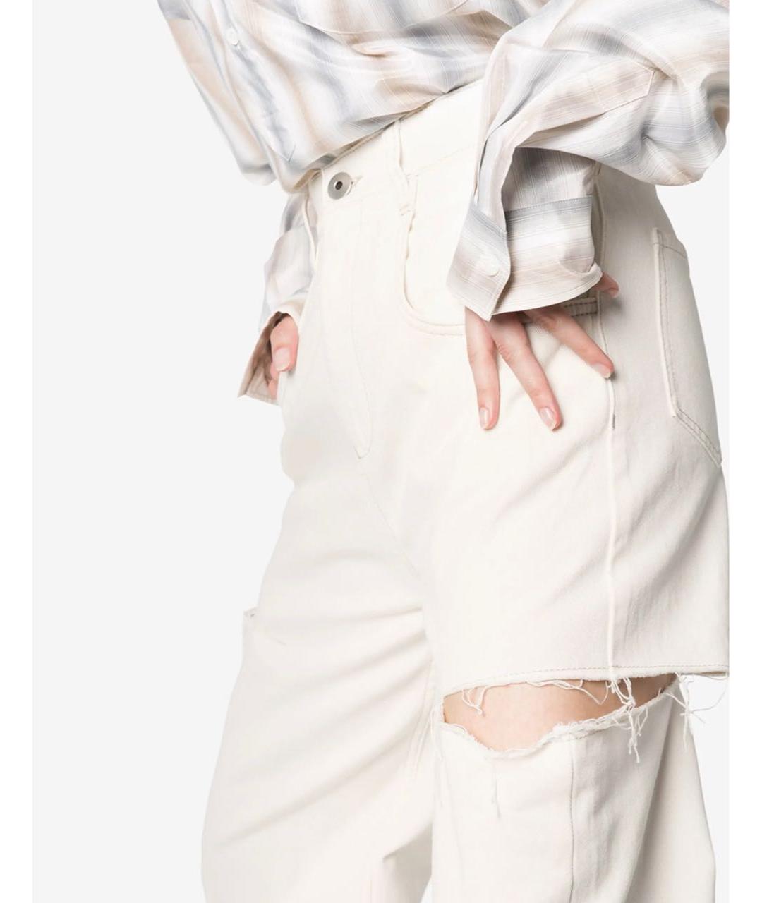 MAISON MARGIELA Бежевые хлопковые прямые джинсы, фото 2