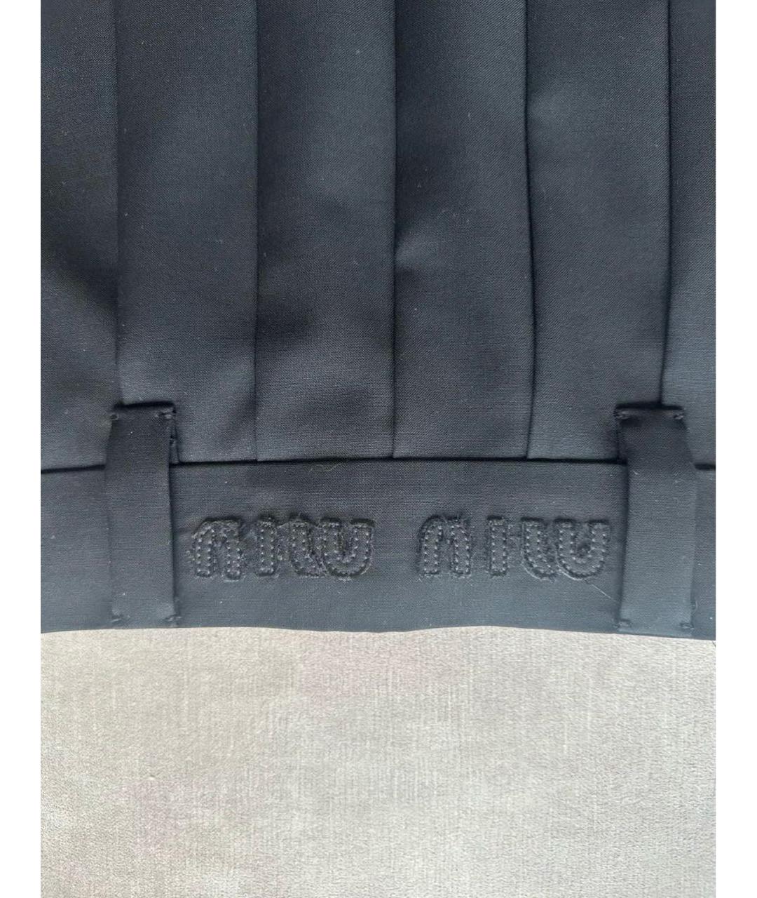 MIU MIU Черная шерстяная юбка мини, фото 3