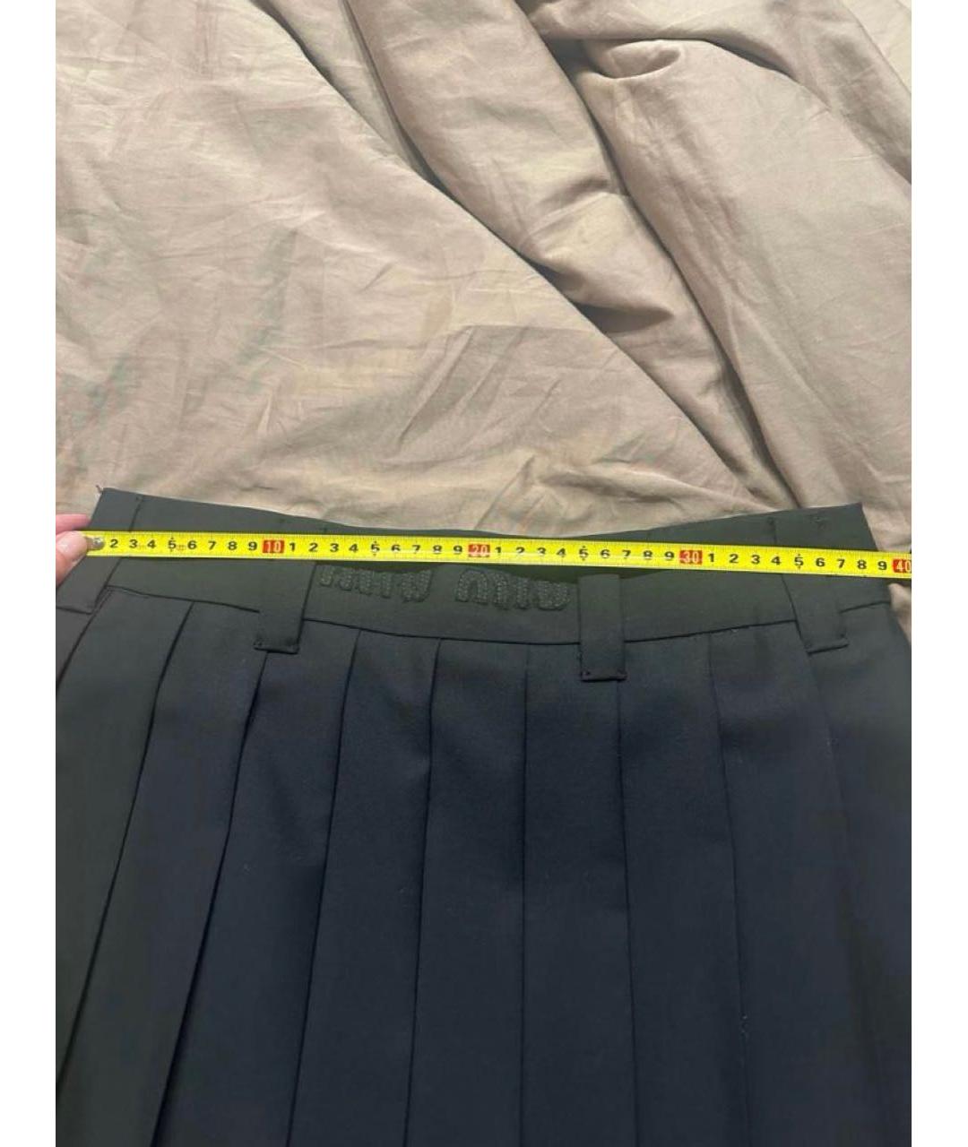 MIU MIU Черная шерстяная юбка мини, фото 8