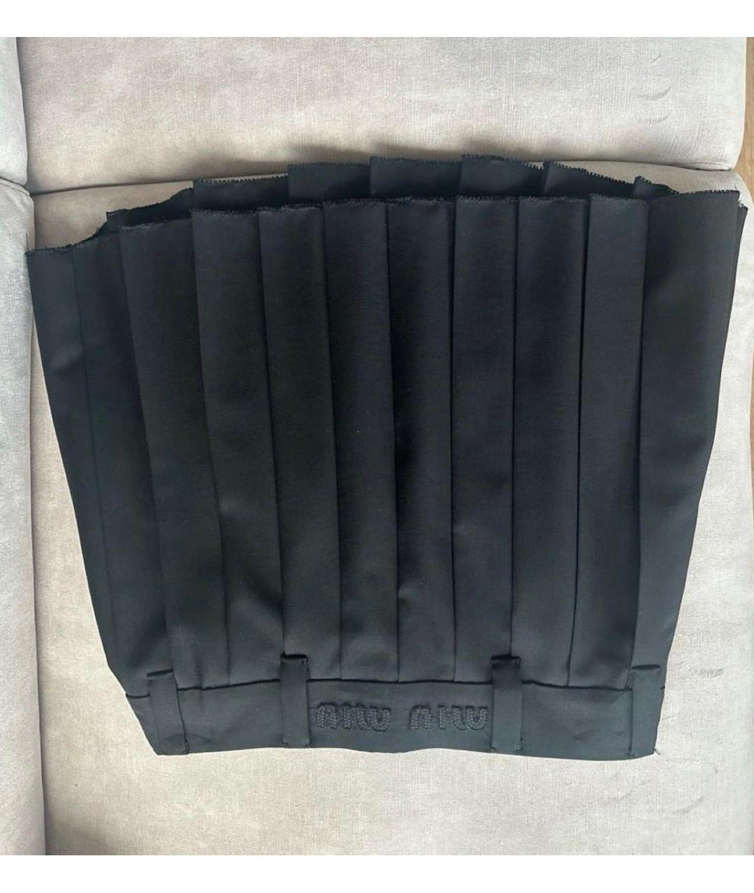 MIU MIU Черная шерстяная юбка мини, фото 2