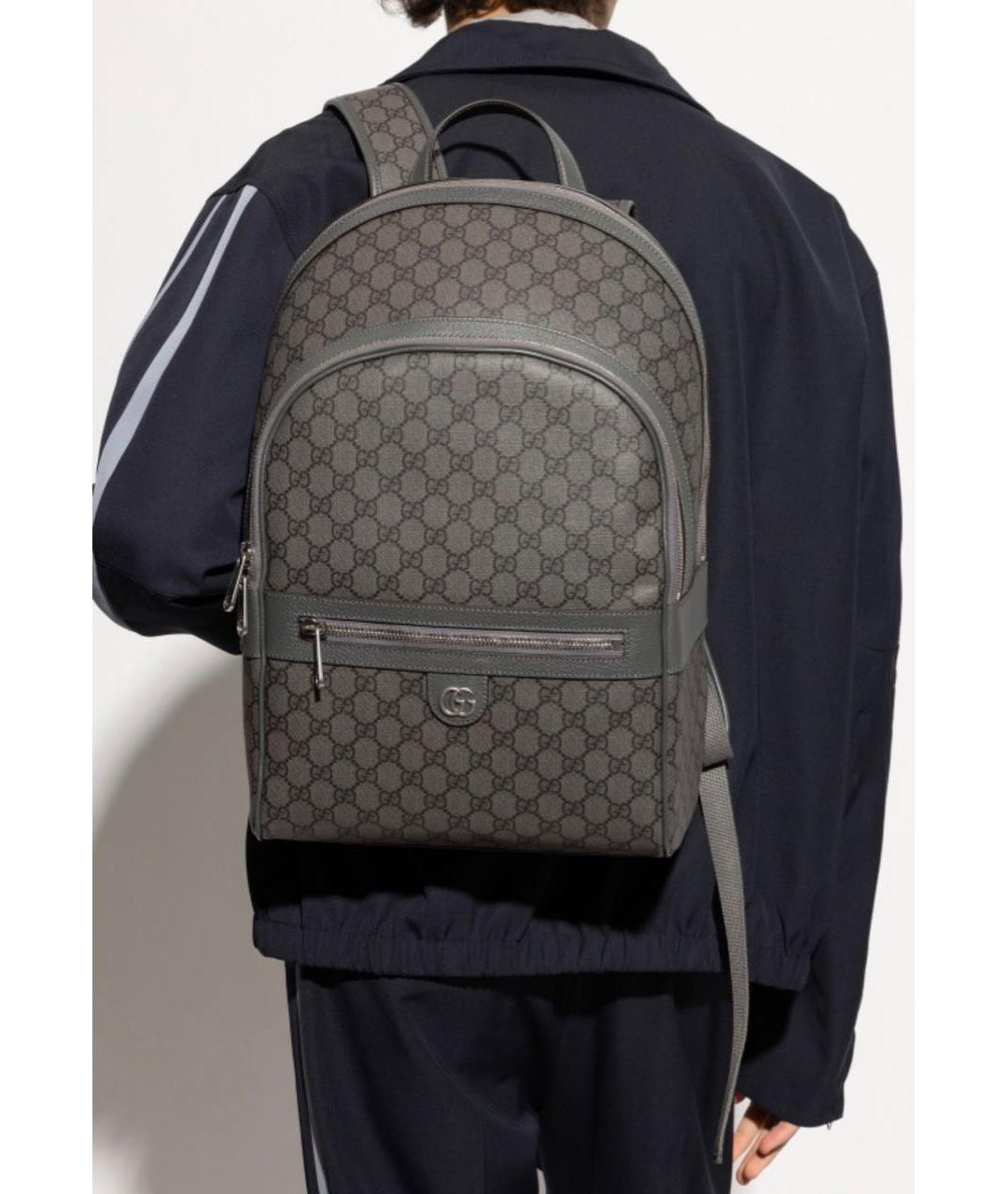 GUCCI Серый кожаный рюкзак, фото 2