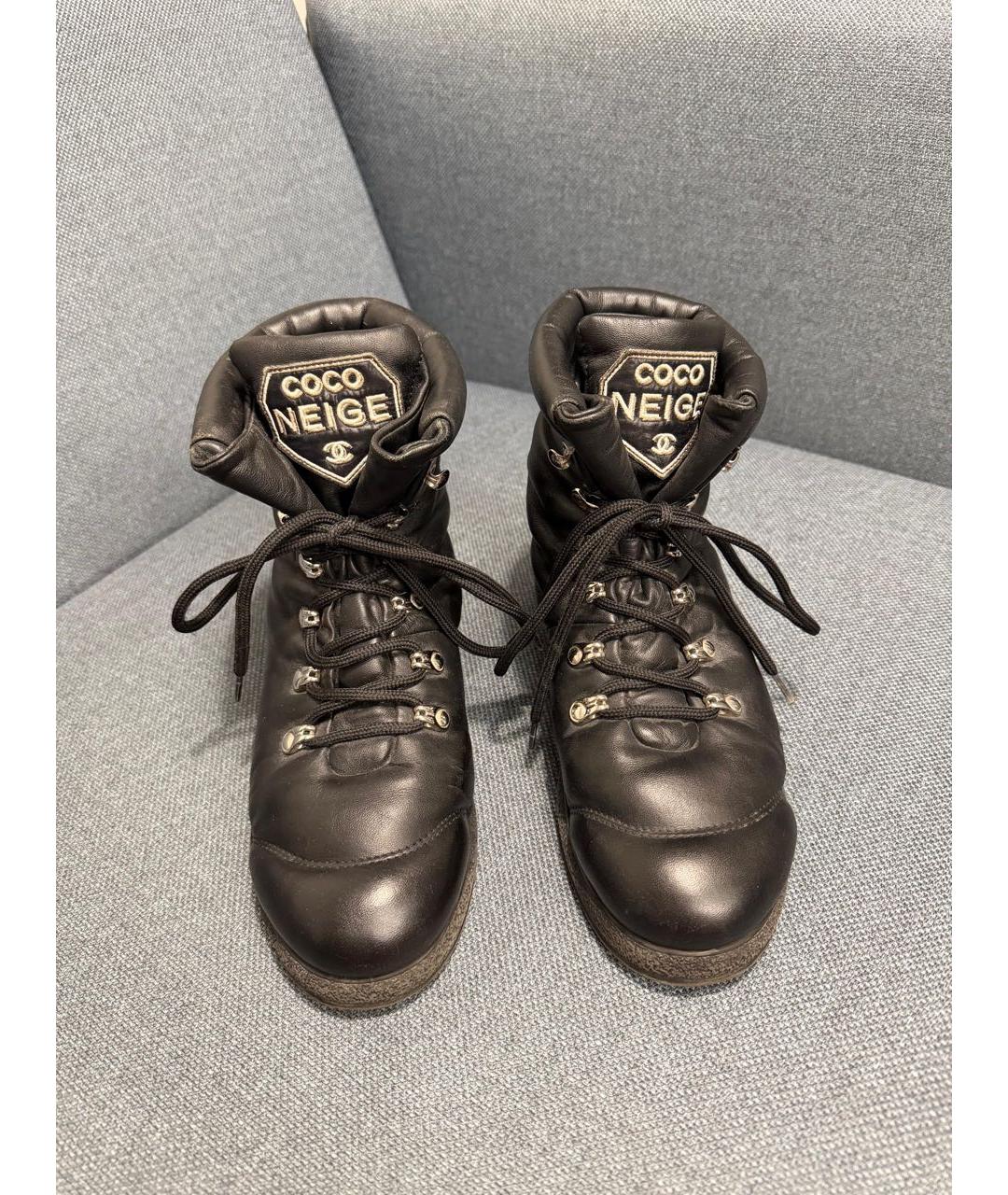 CHANEL Черные кожаные ботинки, фото 3