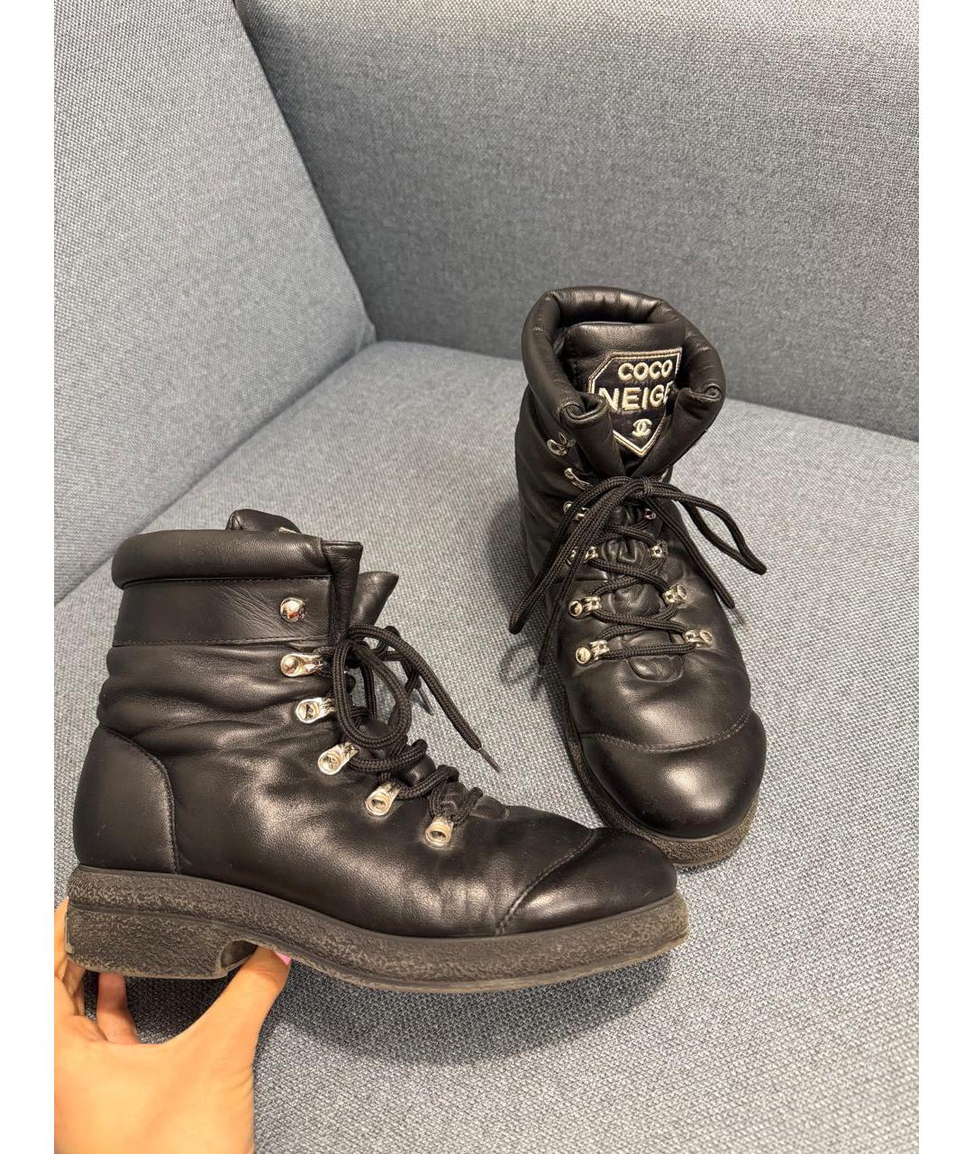 CHANEL Черные кожаные ботинки, фото 6