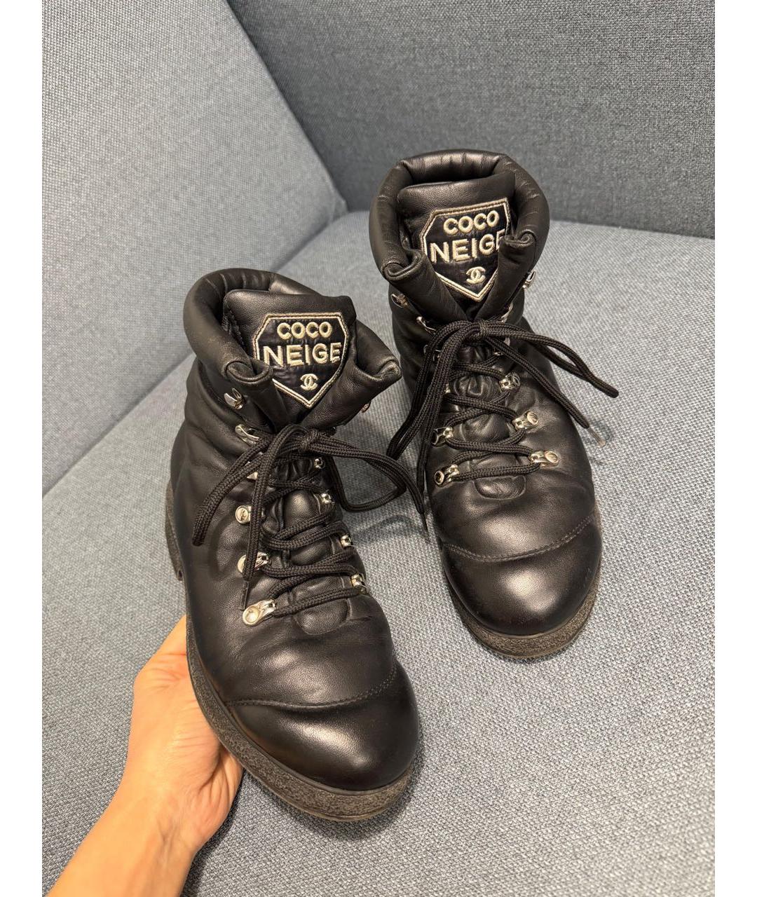 CHANEL Черные кожаные ботинки, фото 2