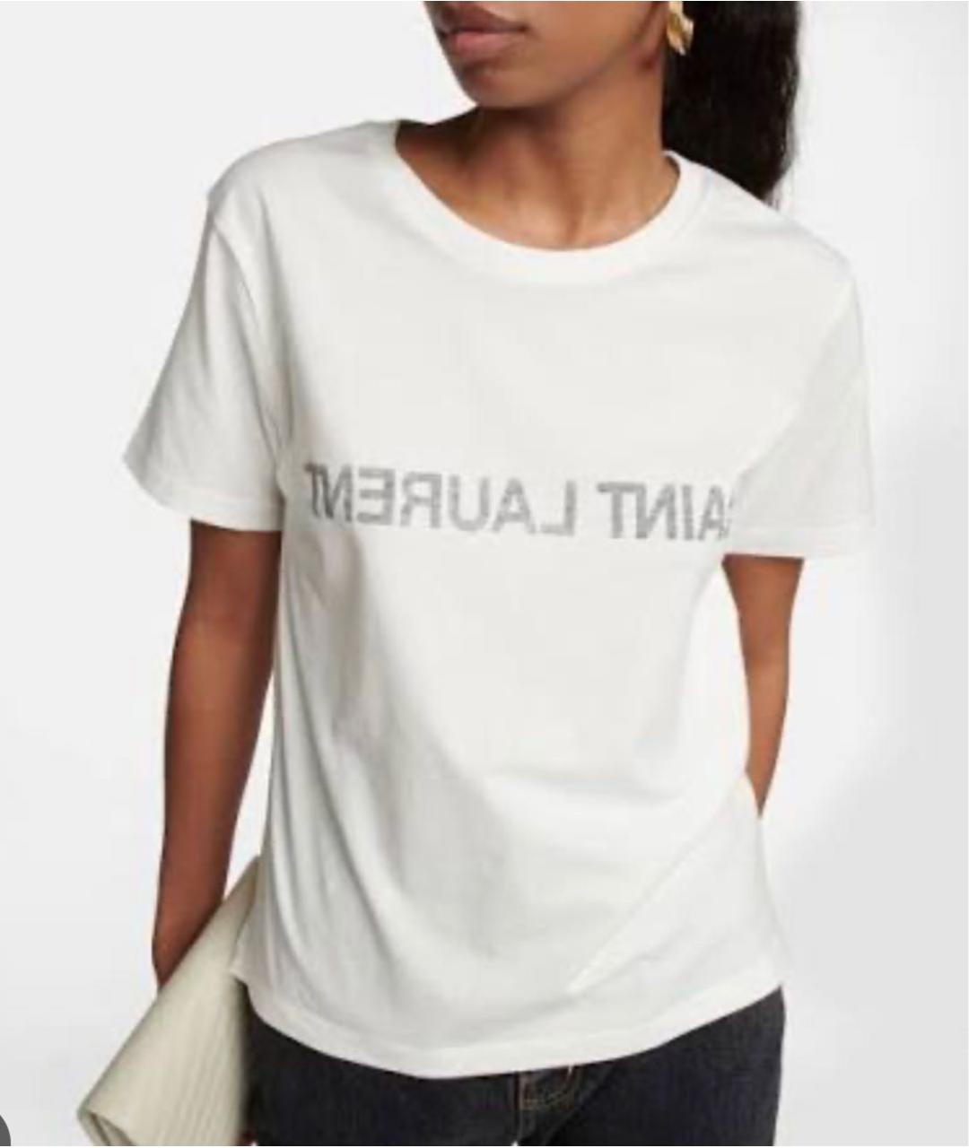 SAINT LAURENT Белая хлопковая футболка, фото 6