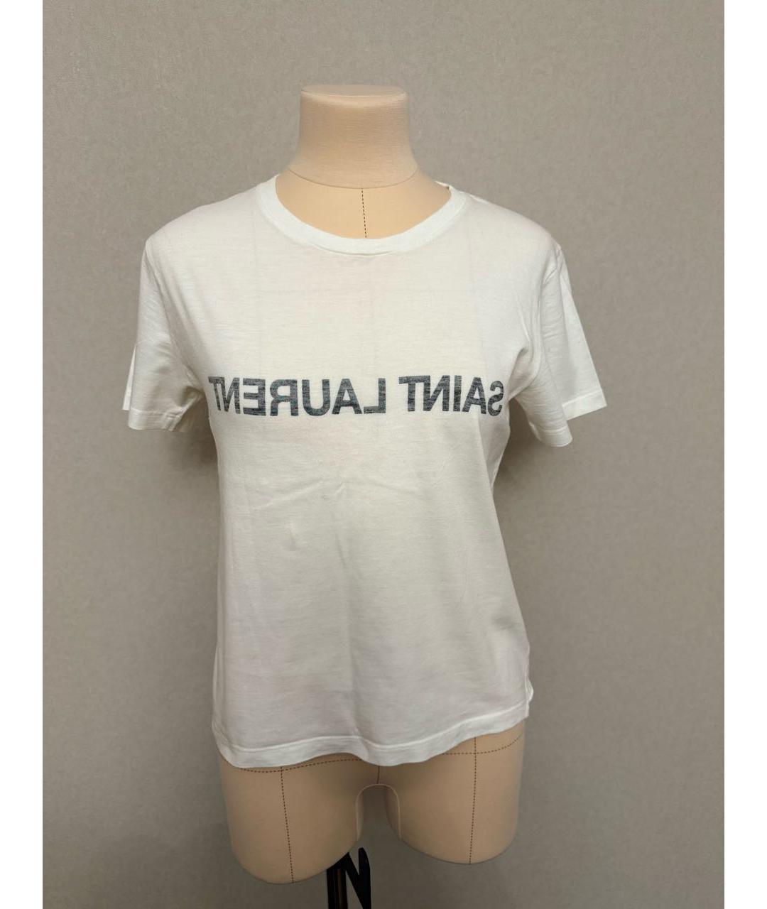 SAINT LAURENT Белая хлопковая футболка, фото 2