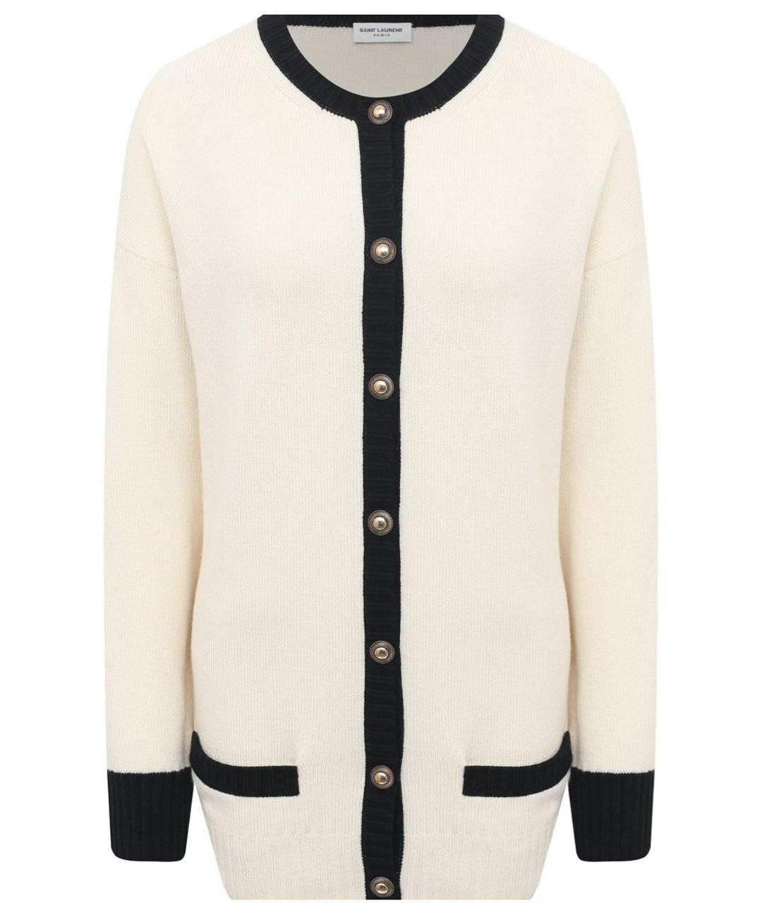 SAINT LAURENT Бежевый кашемировый кардиган, фото 1