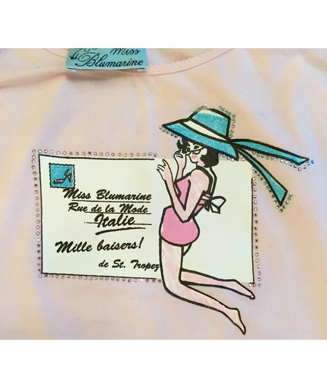 MISS BLUMARINE Розовый хлопковый детская футболка / топ, фото 3