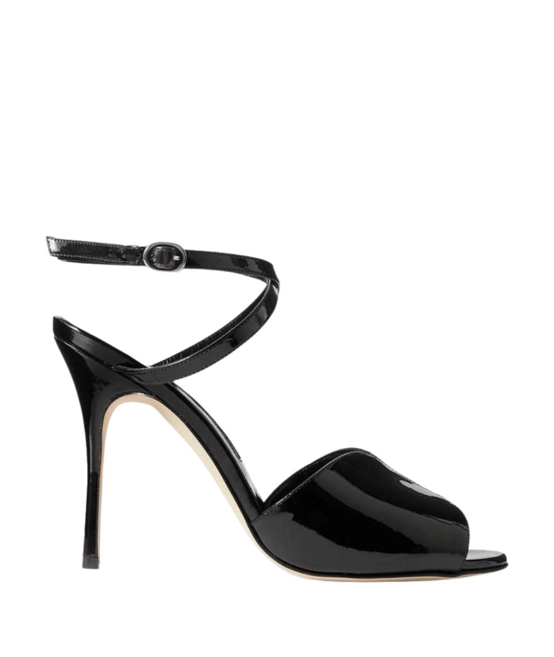 MANOLO BLAHNIK Черные босоножки из лакированной кожи, фото 1