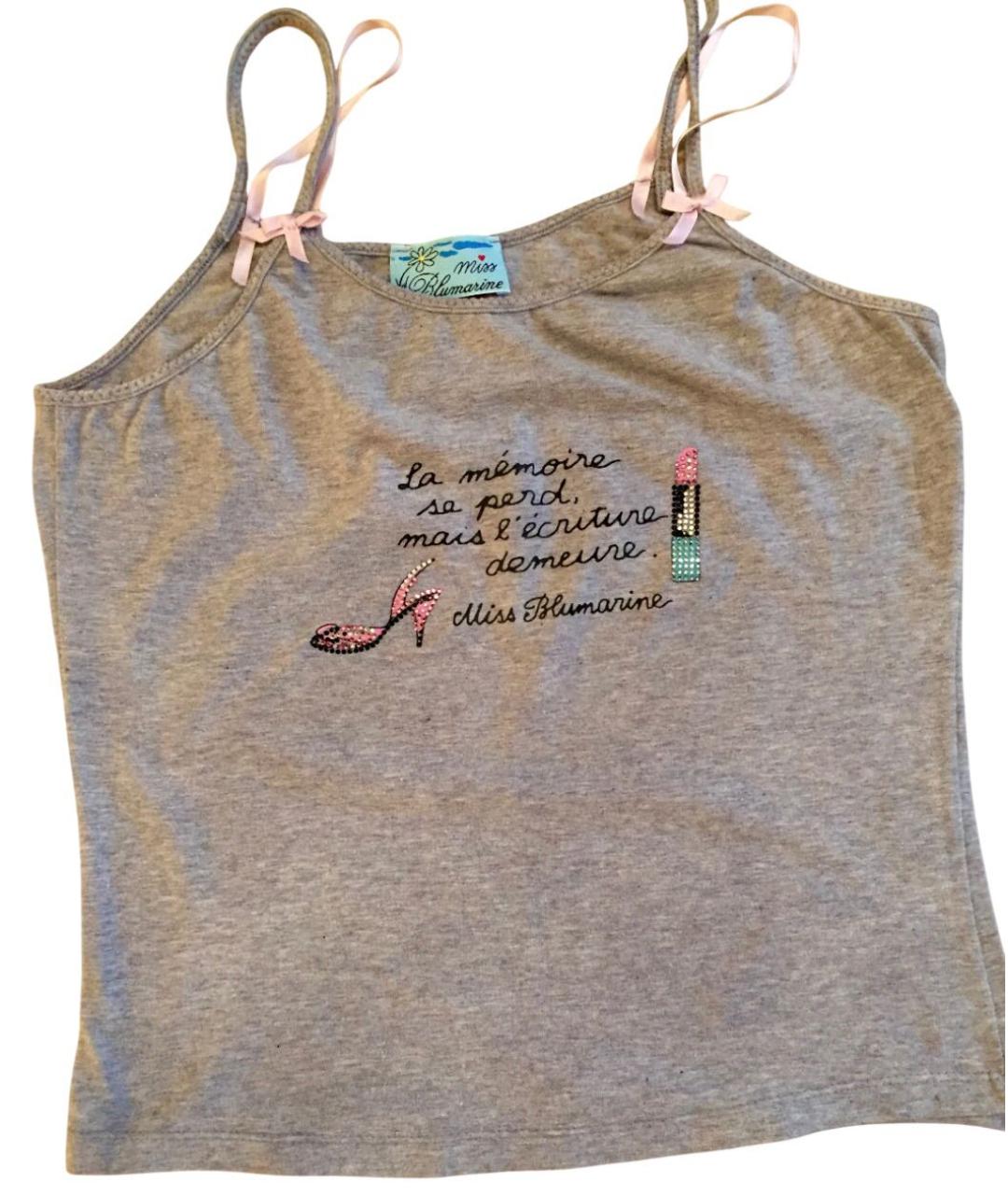 MISS BLUMARINE Серый хлопковый детская футболка / топ, фото 6