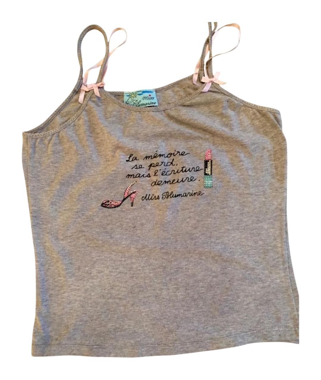 MISS BLUMARINE Серый хлопковый детская футболка / топ, фото 1