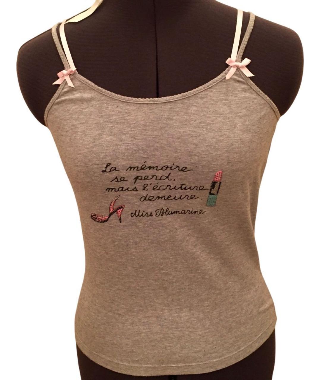 MISS BLUMARINE Серый хлопковый детская футболка / топ, фото 2