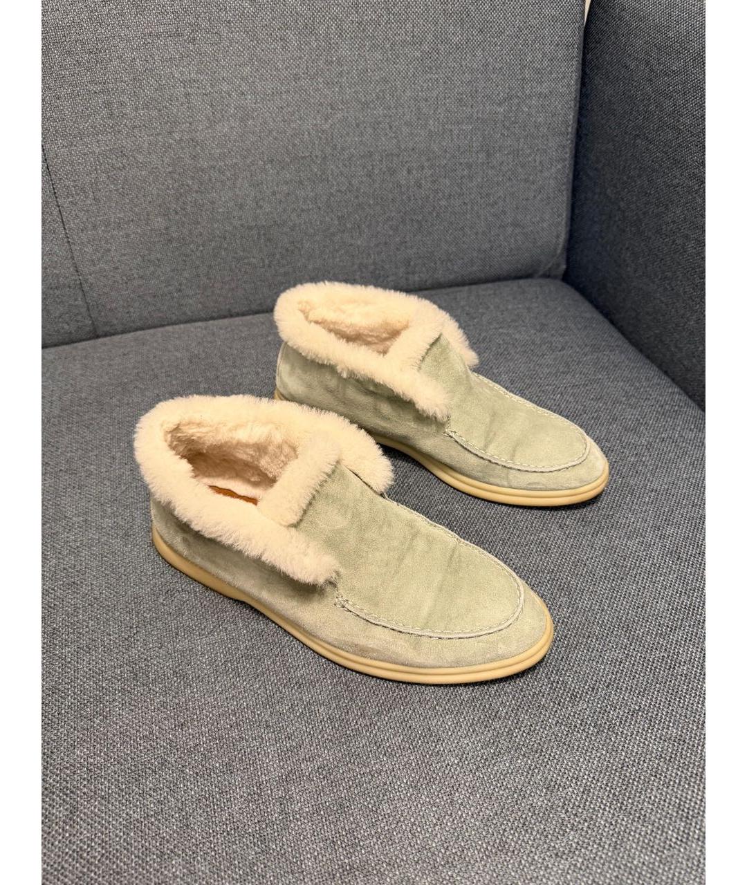 LORO PIANA Зеленые замшевые лоферы, фото 2