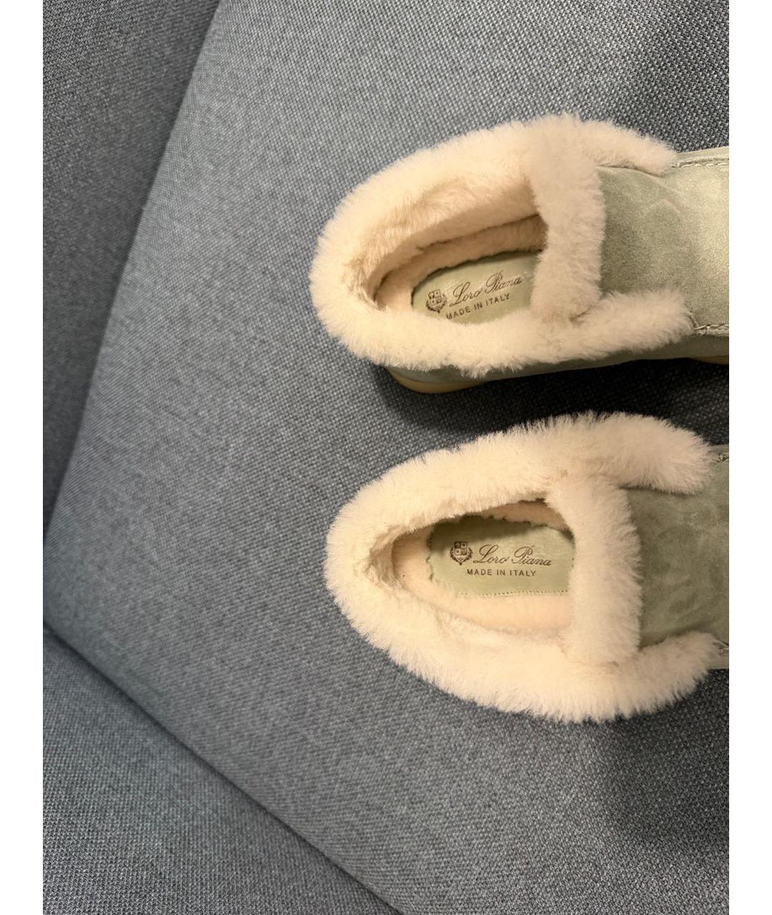 LORO PIANA Зеленые замшевые лоферы, фото 5