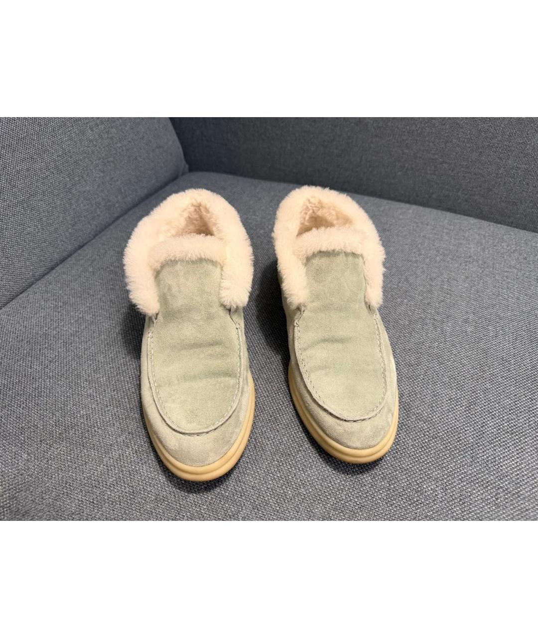 LORO PIANA Зеленые замшевые лоферы, фото 4