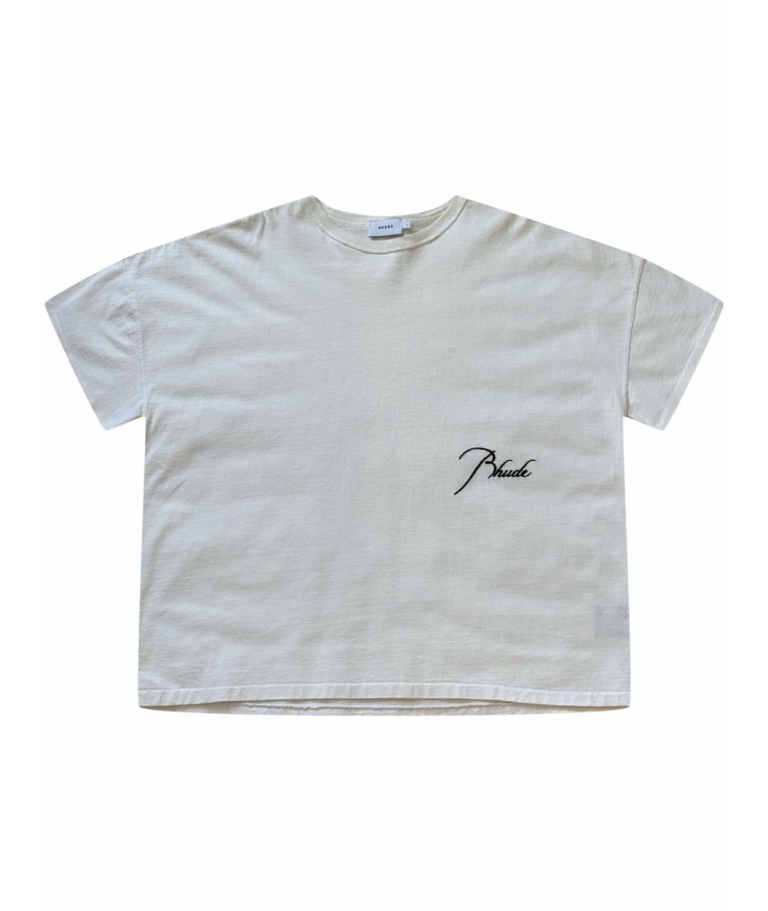 RHUDE Бежевая хлопковая футболка, фото 7