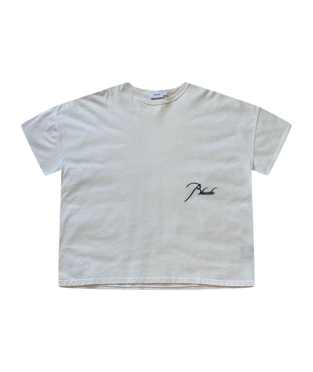 RHUDE Бежевая хлопковая футболка, фото 1