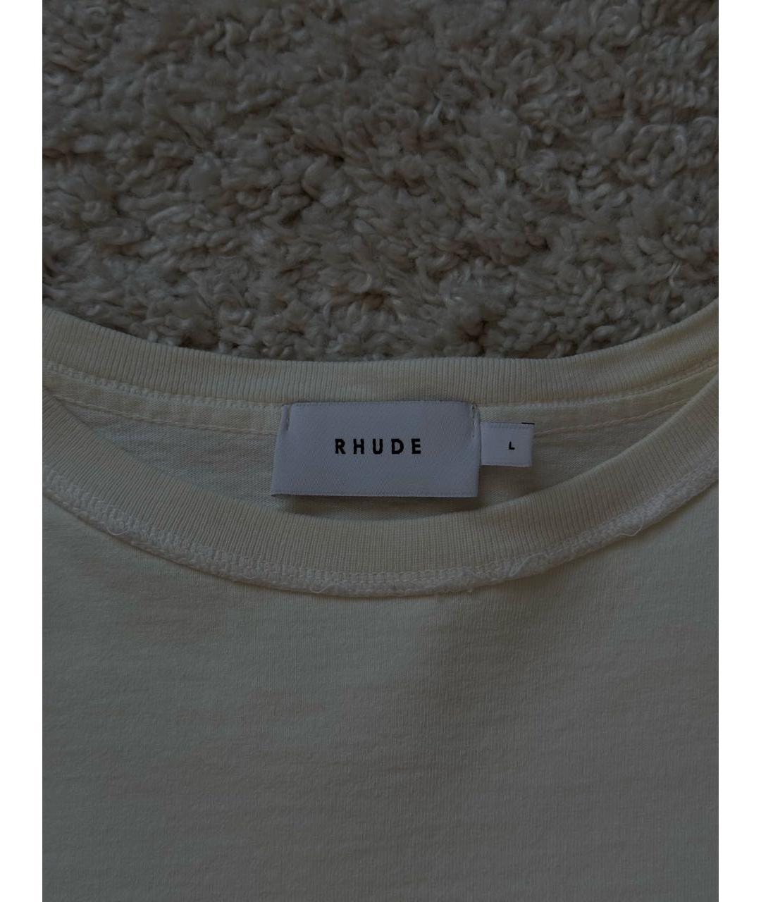 RHUDE Бежевая хлопковая футболка, фото 4