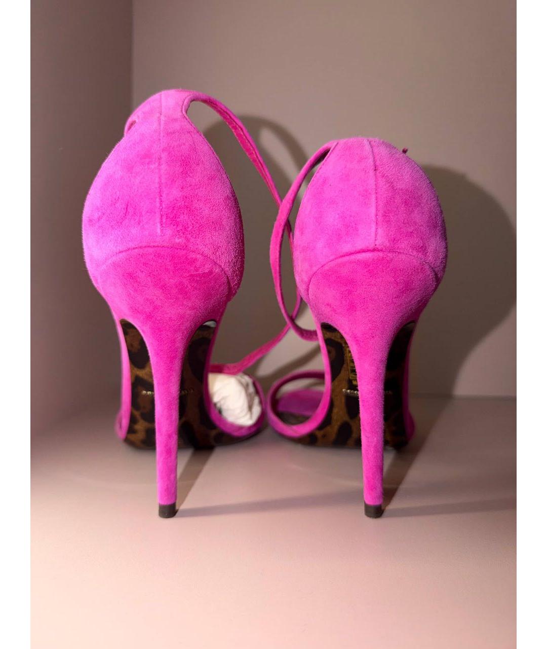 DOLCE&GABBANA Розовые замшевые босоножки, фото 4