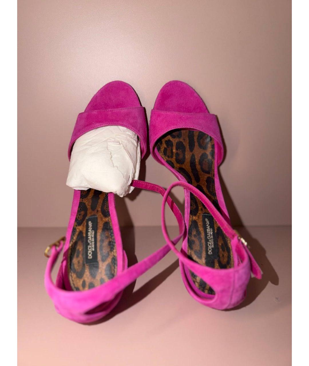 DOLCE&GABBANA Розовые замшевые босоножки, фото 3