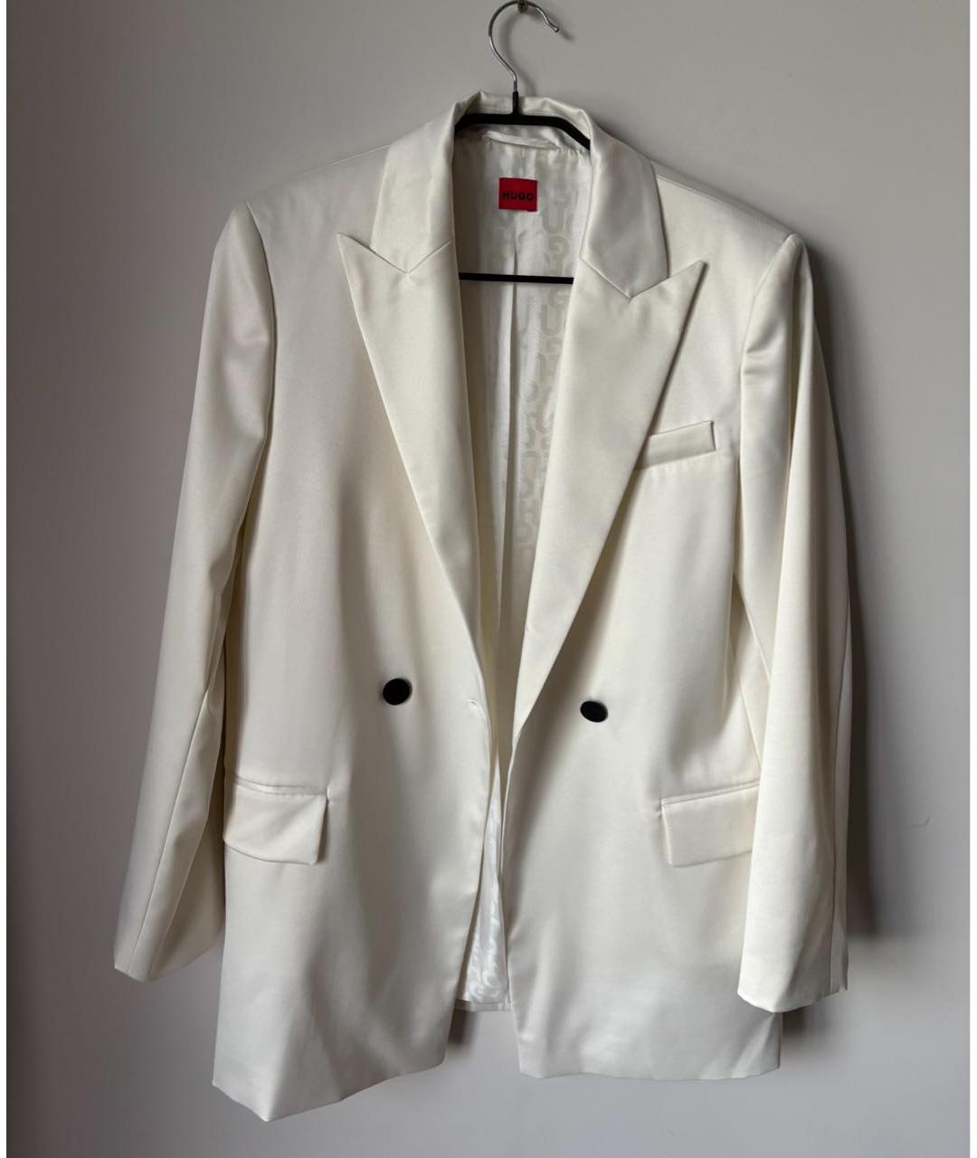HUGO Белый атласный жакет/пиджак, фото 5