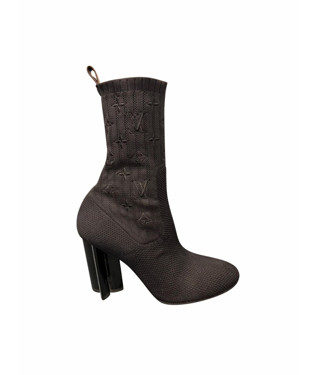 LOUIS VUITTON Черные текстильные ботильоны, фото 1