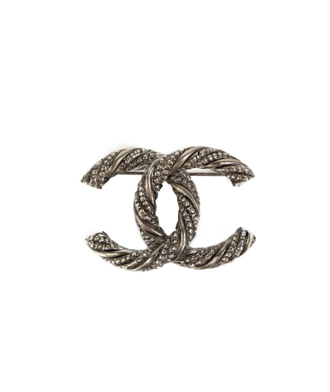 CHANEL Серая металлическая булавка / брошь, фото 7