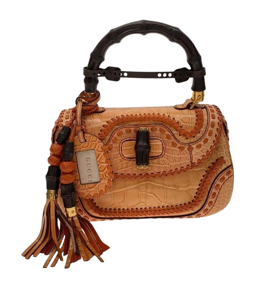 GUCCI Оранжевая сумка с короткими ручками из экзотической кожи, фото 1