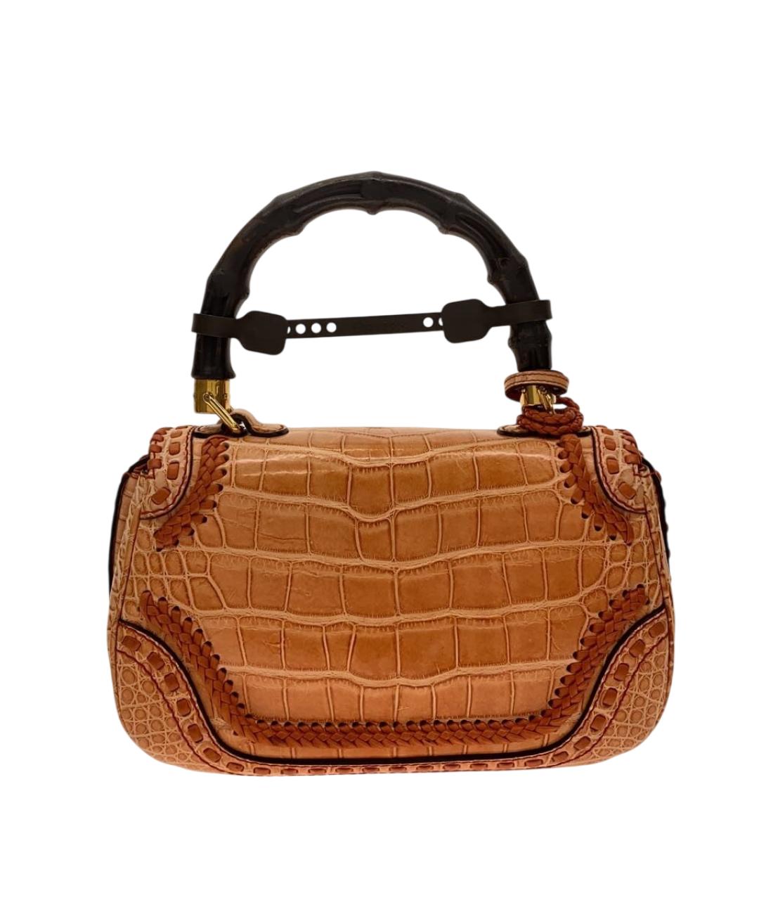GUCCI Оранжевая сумка с короткими ручками из экзотической кожи, фото 3
