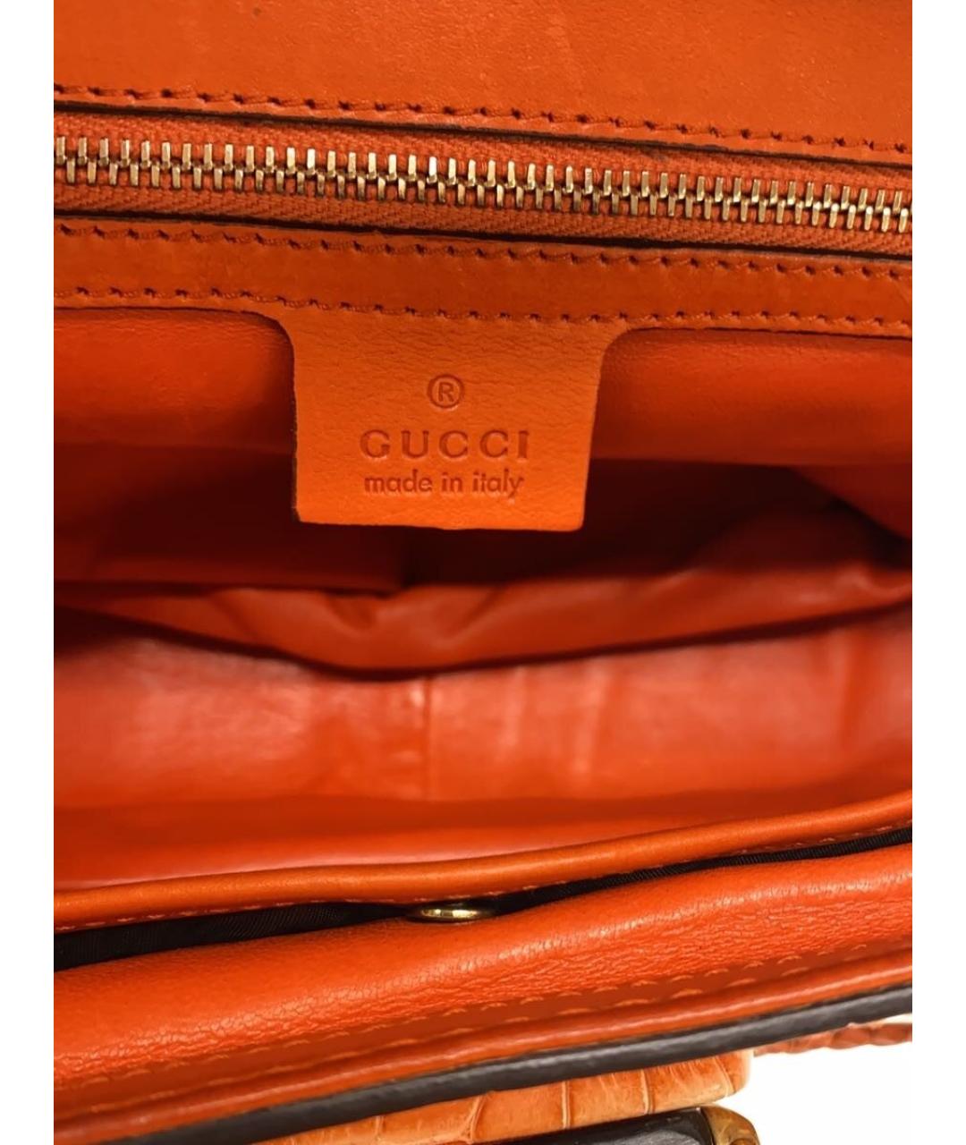 GUCCI Оранжевая сумка с короткими ручками из экзотической кожи, фото 4