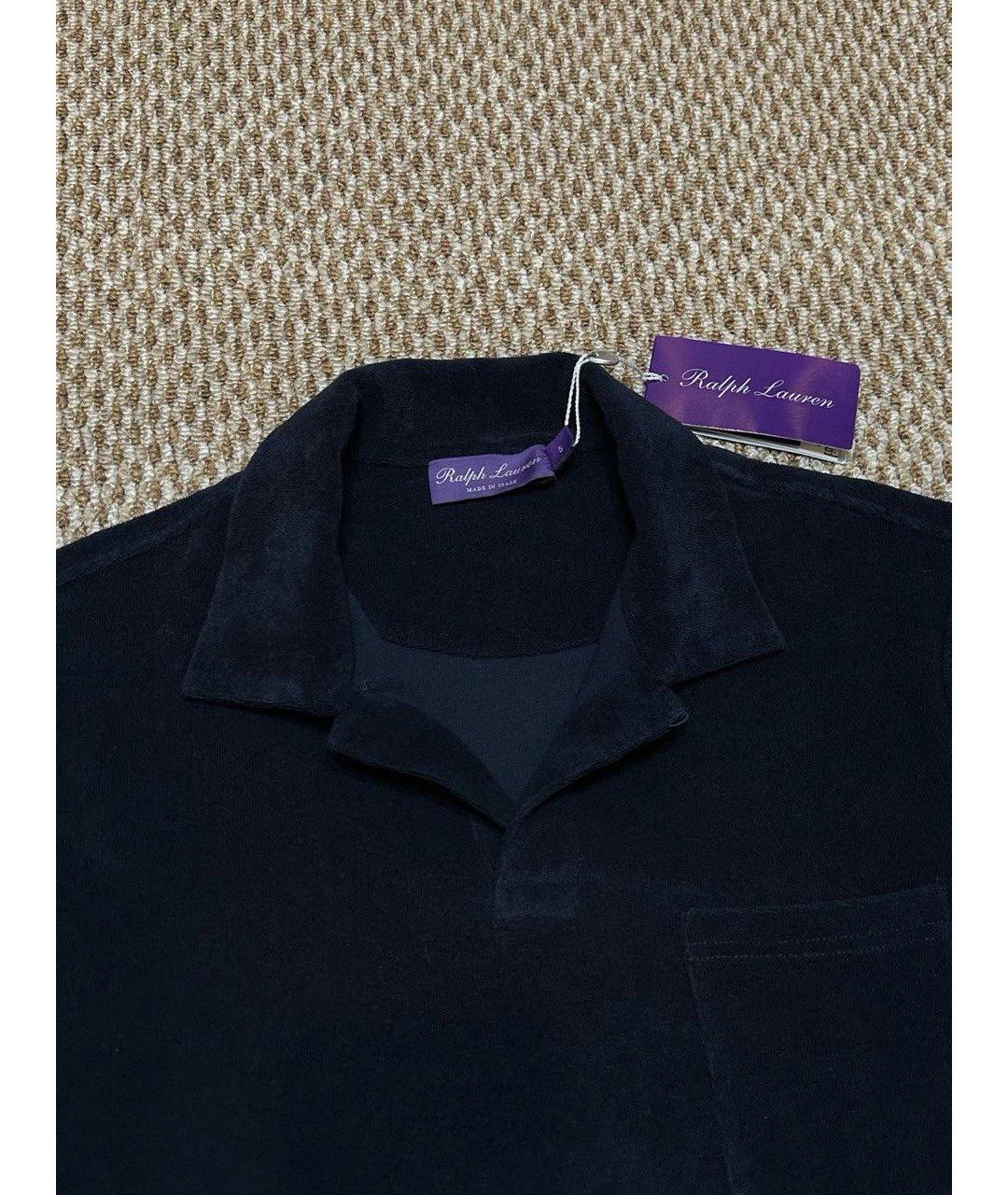RALPH LAUREN PURPLE LABEL Темно-синее хлопковое поло с коротким рукавом, фото 7