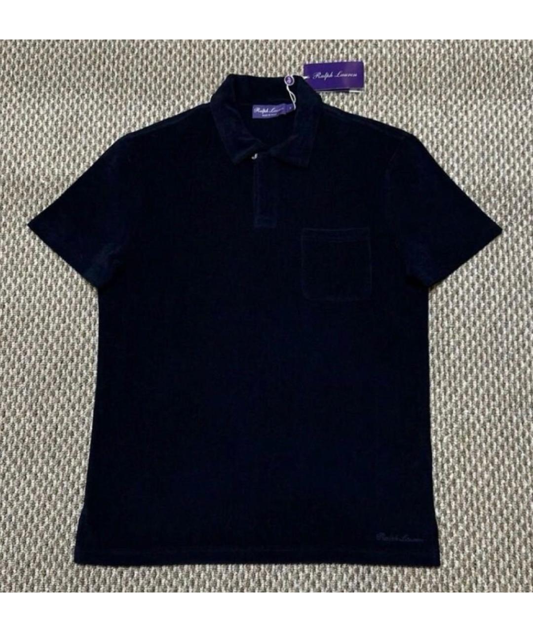 RALPH LAUREN PURPLE LABEL Темно-синее хлопковое поло с коротким рукавом, фото 3