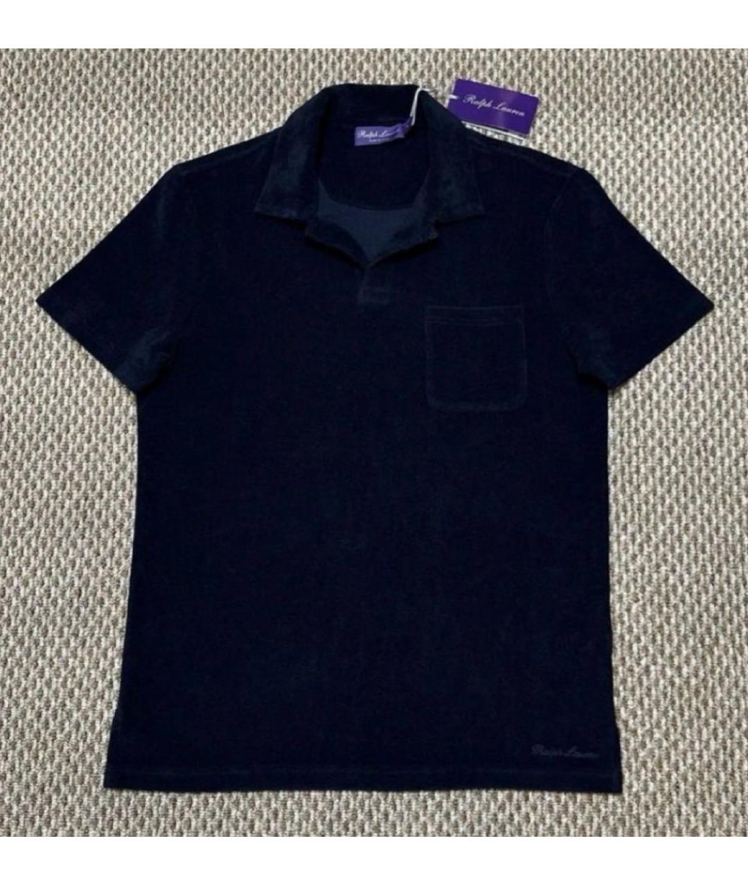RALPH LAUREN PURPLE LABEL Темно-синее хлопковое поло с коротким рукавом, фото 5