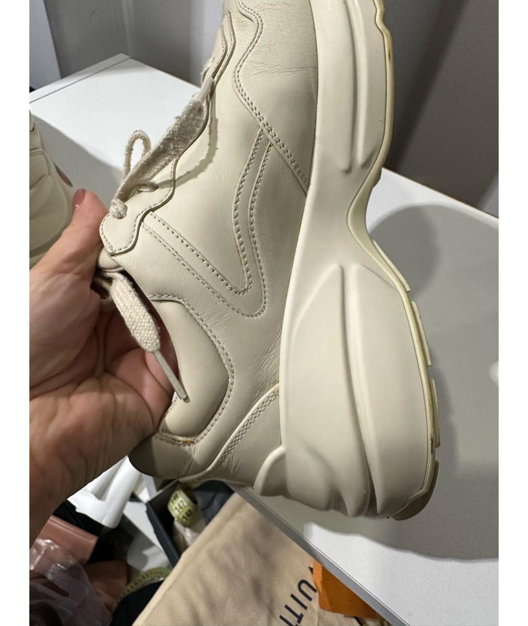 GUCCI Бежевые кожаные кроссовки, фото 4