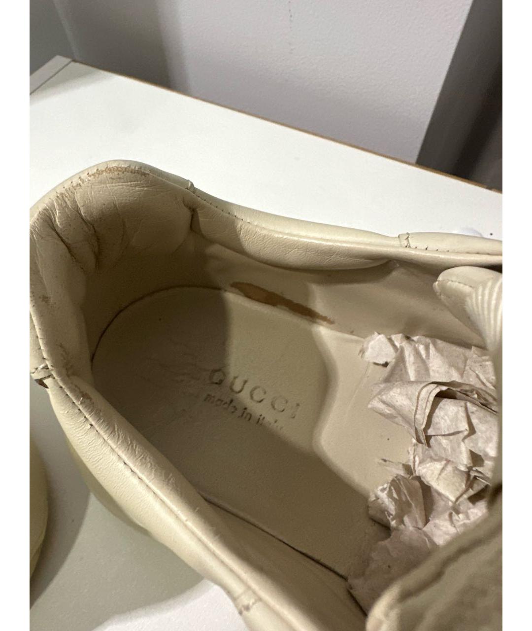 GUCCI Бежевые кожаные кроссовки, фото 3
