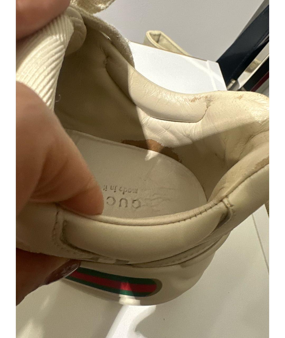 GUCCI Бежевые кожаные кроссовки, фото 6