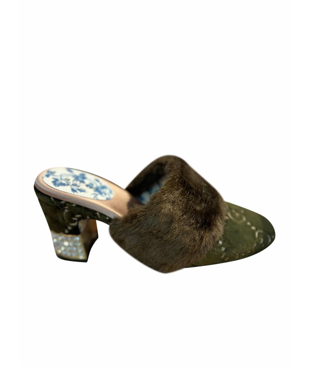 GUCCI Мульти бархатные мюли, фото 1