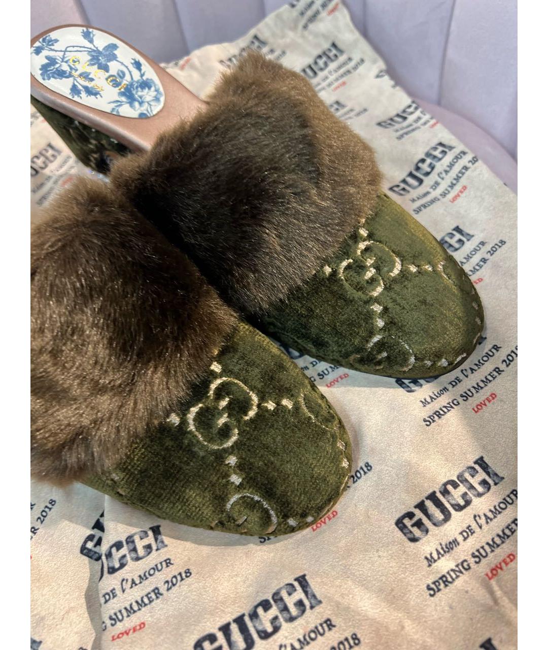 GUCCI Мульти бархатные мюли, фото 5