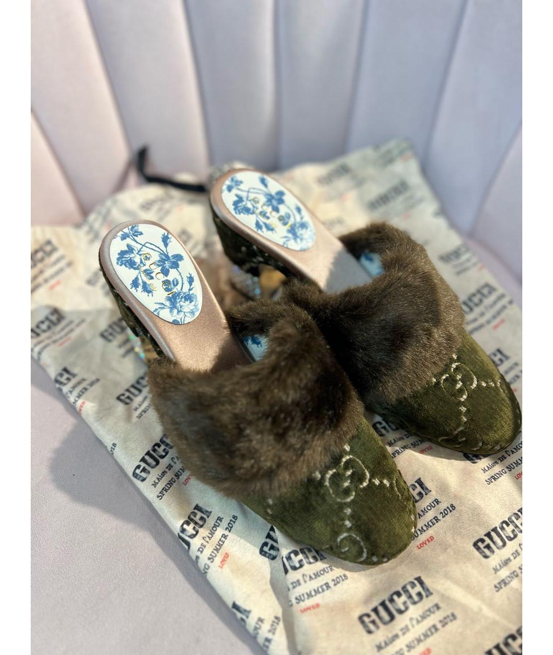 GUCCI Мульти бархатные мюли, фото 2