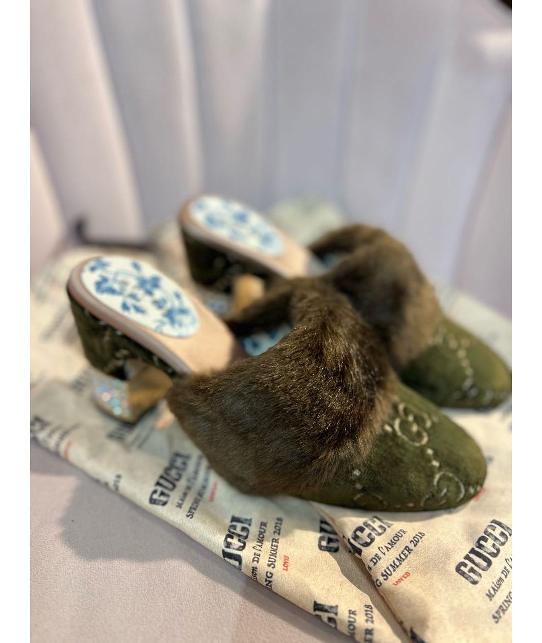 GUCCI Мульти бархатные мюли, фото 7