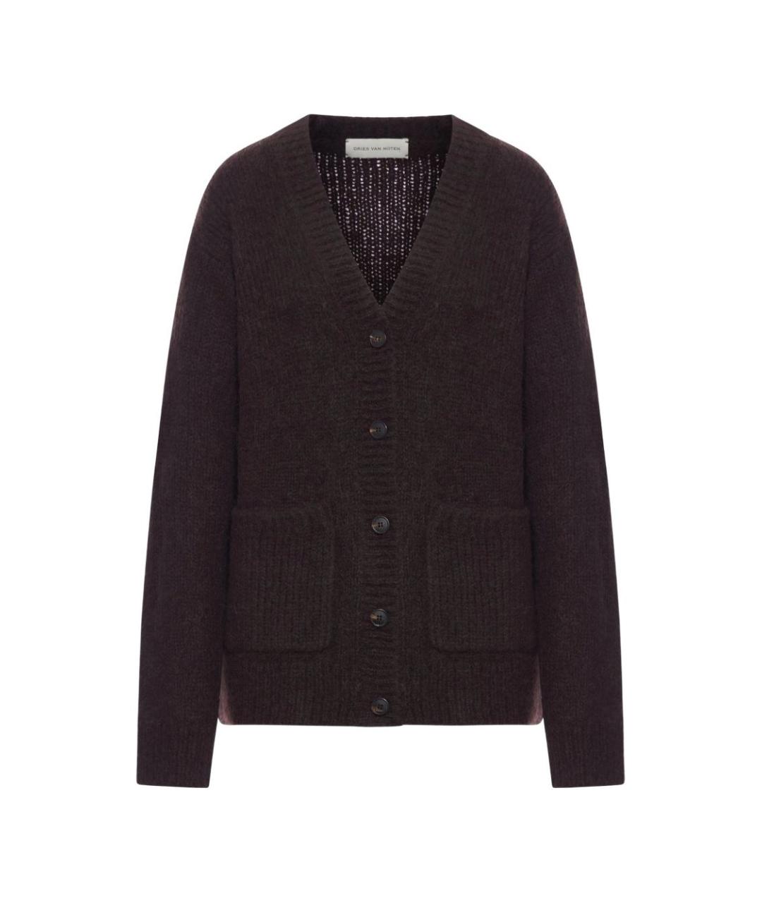 DRIES VAN NOTEN Коричневый шерстяной кардиган, фото 1