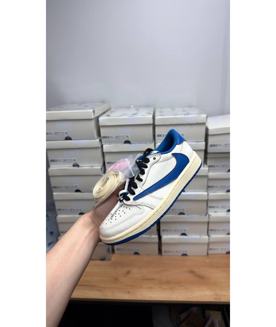 JORDAN Бежевые кожаные низкие кроссовки / кеды, фото 5