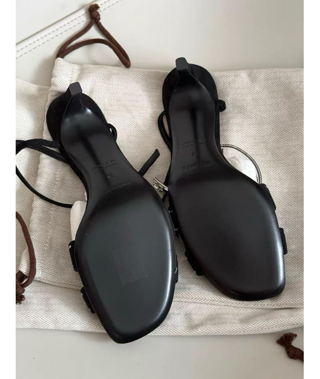 HERMES Черные замшевые босоножки, фото 6