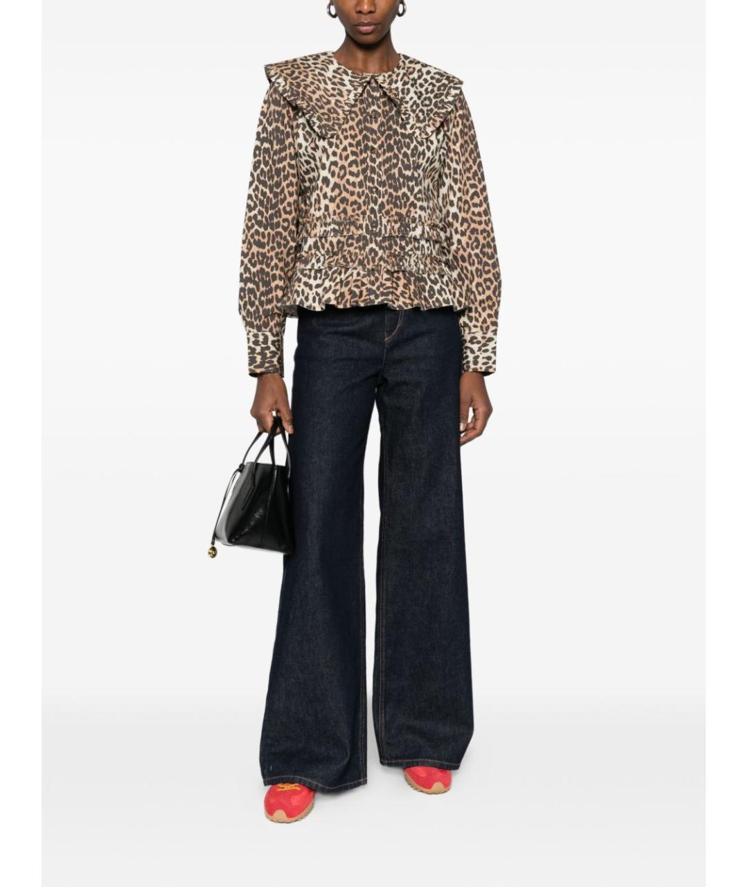 GANNI Коричневая хлопковая рубашка, фото 4