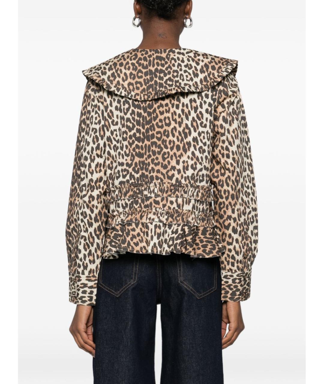 GANNI Коричневая хлопковая рубашка, фото 2