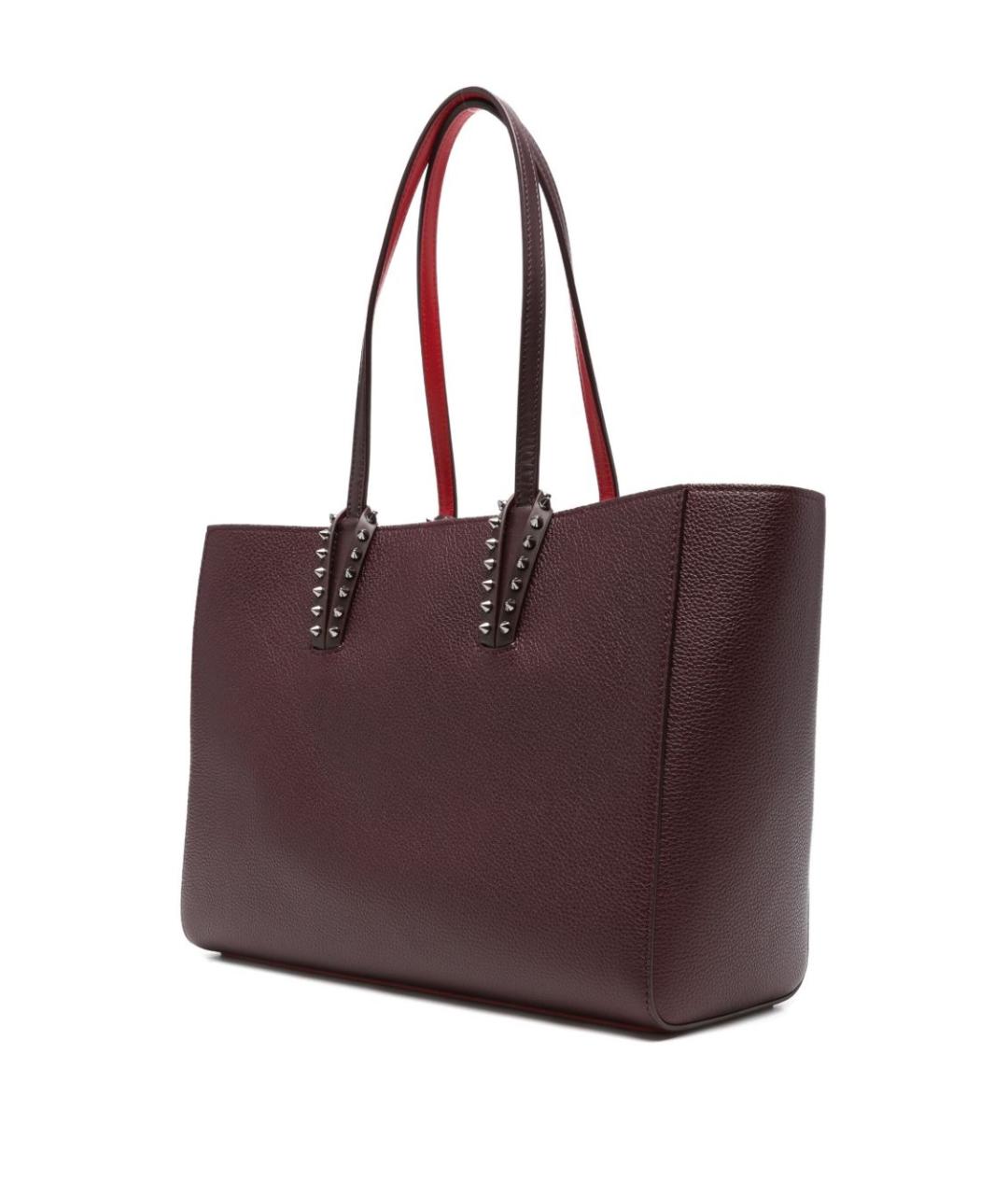 CHRISTIAN LOUBOUTIN Бордовая кожаная сумка тоут, фото 3