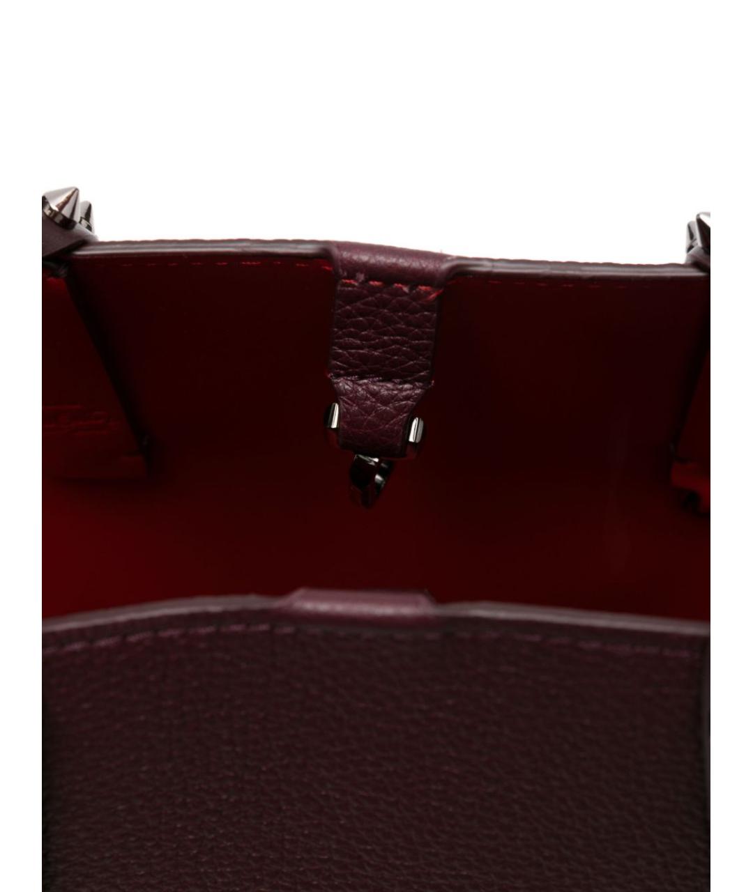 CHRISTIAN LOUBOUTIN Бордовая кожаная сумка тоут, фото 4