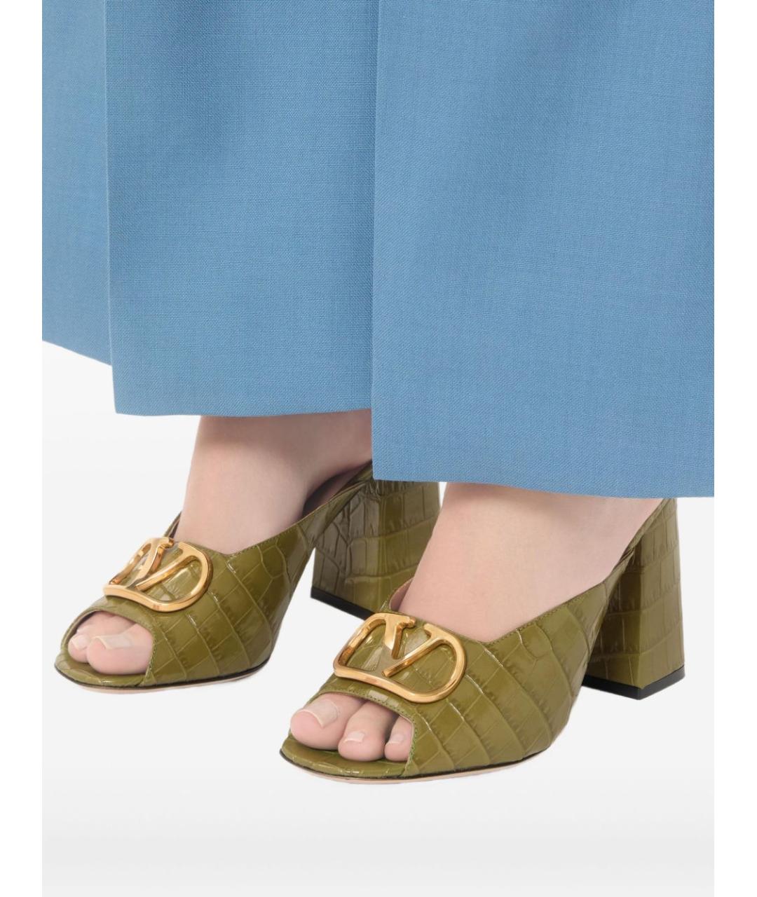 VALENTINO Зеленые босоножки из лакированной кожи, фото 5